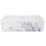 33 Inch Lancaster Single Bowl Farmhouse Apron Front Fireclay Kitchen Sink With Wild Grass Design - White With Design | Model Number: RC3318WHWGBL - Product Knockout