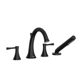 Edge 4-Hole Deck Mount Tub Filler  - Black with Lever Handles | Model Number: ED12LBK - Product Knockout