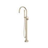 Apothecary Single Hole Floor Mount Tub Filler Trim with Lever Handle - Satin Nickel | Model Number: TAP05F1LMSTN - Product Knockout