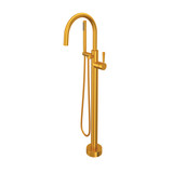 Knurled Single Hole Floor Mount Tub Filler Trim - Satin Gold | Model Number: TMB06HF1LMSG - Product Knockout
