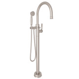 Traditional Single Hole Floor Mount Tub Filler Trim - Satin Nickel | Model Number: TTD06HF1LMSTN - Product Knockout