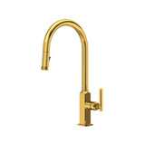 Apothecary™ Pull-Down Kitchen Faucet With C-Spout - Unlacquered Brass | Model Number: AP55D1LMULB