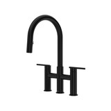 Lateral™ Bridge Pull-Down Kitchen Faucet With C-Spout - Black | Model Number: LT400BK