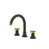 Campo Widespread Bathroom Faucet With C-Spout - Matte Black with Unlacquered Brass Accent | Model Number: CP08D3IWMBU