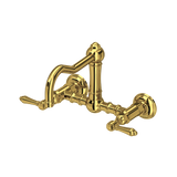 Acqui Wall Mount Bridge Kitchen Faucet With Column Spout - Unlacquered Brass | A1456LMULB-2