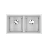 Fonsa™ 33" Double Bowl Undermount Quartz Kitchen Sink - White | Model Number: FAUM3318LDWH