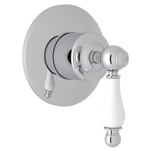 Arcana 4-Port 3-Way Diverter Trim - Polished Chrome with Ornate White Porcelain Lever Handle | Model Number: AC27NOP-APC/TO - Product Knockout