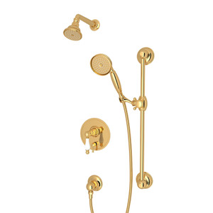 Arcana Pressure Balance Shower Package - Italian Brass with Ornate White Porcelain Lever Handle | Model Number: ACKIT280ENOP-IB - Product Knockout