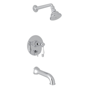 Arcana Pressure Balance Shower Package - Polished Chrome with Ornate White Porcelain Lever Handle | Model Number: ACKIT310ENOP-APC - Product Knockout