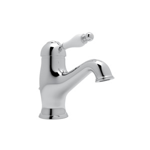 Arcana Single Hole Single Lever Bathroom Faucet - Polished Chrome with Ornate White Porcelain Lever Handle | Model Number: AY51OP-APC-2 - Product Knockout