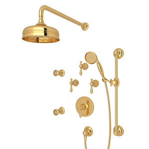 Arcana Thermostatic Shower Package - Italian Brass with Metal Lever Handle | Model Number: ACKIT460ELM-IB - Product Knockout