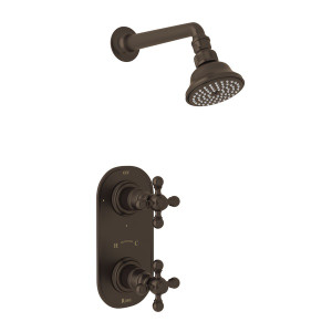 Arcana Thermostatic Shower Package - Tuscan Brass with Cross Handle | Model Number: ACKIT51EX-TCB - Product Knockout