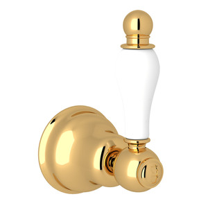 Arcana Trim for Volume Control - Italian Brass with Ornate White Porcelain Lever Handle | Model Number: AC31OP-IB/TO - Product Knockout