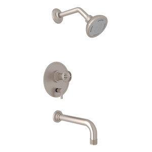 Campo Pressure Balance Shower Package - Satin Nickel with Industrial Metal Wheel Handle | Model Number: CMKIT210NIW-STN - Product Knockout