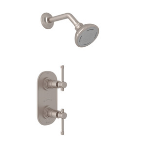 Campo Thermostatic Shower Package - Satin Nickel with Industrial Metal Lever Handle | Model Number: CMKIT51IL-STN - Product Knockout