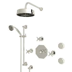 Deco Thermostatic Shower Package - Polished Nickel with Cross Handle | Model Number: U.KIT58X-PN - Product Knockout