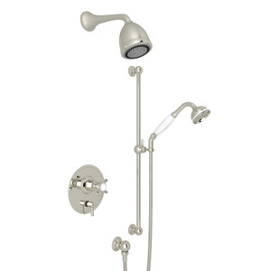 Edwardian Pressure Balance Shower Package - Polished Nickel with Cross Handle | Model Number: U.KIT240NX-PN - Product Knockout