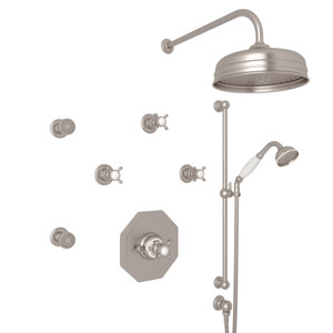 Edwardian Thermostatic Shower Package - Satin Nickel with Cross Handle | Model Number: U.KIT37X-STN - Product Knockout