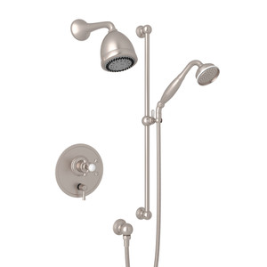 Georgian Era Pressure Balance Shower Package - Satin Nickel with Cross Handle | Model Number: U.KIT680NX-STN - Product Knockout