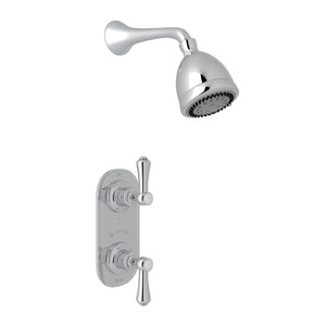 Georgian Era Thermostatic Shower Package - Polished Chrome with White Porcelain Lever Handle | Model Number: U.KIT73LS-APC - Product Knockout