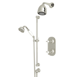 Georgian Era Thermostatic Shower Package - Polished Nickel with Cross Handle | Model Number: U.KIT72X-PN - Product Knockout