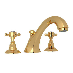 Hex 3-Hole Deck Mount Spout Tub Filler - Italian Brass with Crystal Cross Handle | Model Number: A1884XCIB - Product Knockout