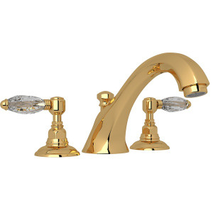 Hex 3-Hole Deck Mount Spout Tub Filler - Italian Brass with Crystal Metal Lever Handle | Model Number: A1884LCIB - Product Knockout