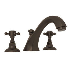 Hex 3-Hole Deck Mount Spout Tub Filler - Tuscan Brass with Crystal Cross Handle | Model Number: A1884XCTCB - Product Knockout