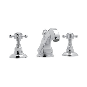 Hex High Neck Widespread Bathroom Faucet - Polished Chrome with Crystal Cross Handle | Model Number: A1808XCAPC-2 - Product Knockout