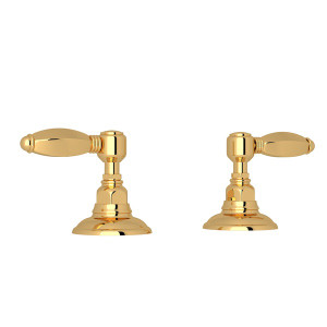 Hex Set of Hot and Cold 3/4 Inch Sidevalves - Italian Brass with Metal Lever Handle | Model Number: A7422LHIB - Product Knockout