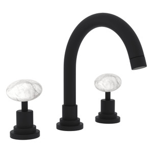 Lombardia C-Spout Widespread Bathroom Faucet - Matte Black with Cristallo Di Rocca Handle | Model Number: A2228PCCRMB-2 - Product Knockout