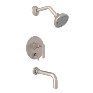 Lombardia Pressure Balance Shower Package - Satin Nickel with Metal Lever Handle | Model Number: LOKIT210NLM-STN - Product Knockout