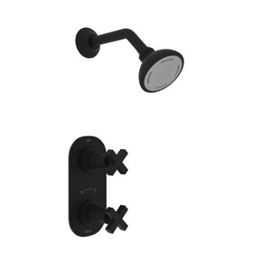 Lombardia Thermostatic Shower Package - Matte Black with Cross Handle | Model Number: LOKIT51XM-MB - Product Knockout