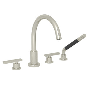 Pirellone 4-Hole Deck Mount Tub Filler with Handshower - Polished Nickel with Metal Lever Handle | Model Number: BA26L-PN - Product Knockout