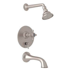Pressure Balance Shower Package - Satin Nickel with Crystal Cross Handle | Model Number: AKIT320ENXC-STN - Product Knockout