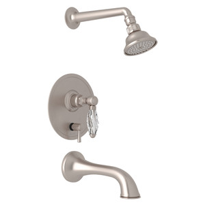 Pressure Balance Shower Package - Satin Nickel with Crystal Metal Lever Handle | Model Number: AKIT320ENLC-STN - Product Knockout