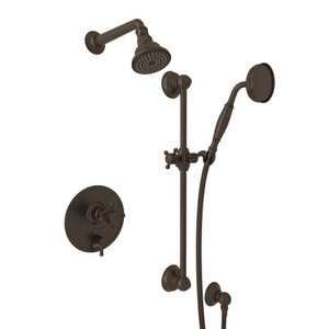 Pressure Balance Shower Package - Tuscan Brass with Cross Handle | Model Number: AKIT300ENXM-TCB - Product Knockout