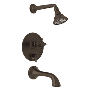 Pressure Balance Shower Package - Tuscan Brass with Cross Handle | Model Number: AKIT320ENXM-TCB - Product Knockout