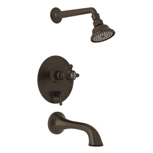 Pressure Balance Shower Package - Tuscan Brass with Crystal Cross Handle | Model Number: AKIT320ENXC-TCB - Product Knockout