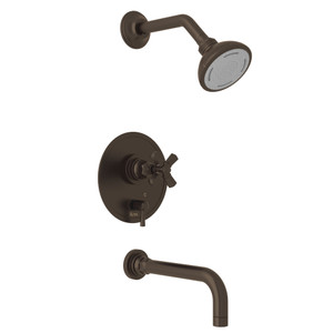 San Giovanni Pressure Balance Shower Package - Tuscan Brass with Cross Handle | Model Number: SGKIT210NXM-TCB - Product Knockout