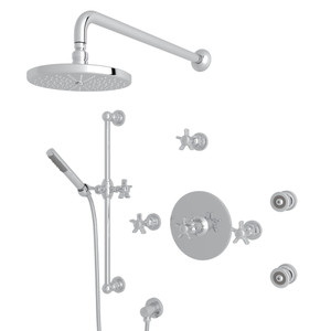 San Giovanni Thermostatic Shower Package - Polished Chrome with Five Spoke Cross Handle | Model Number: SGKIT27X-APC - Product Knockout