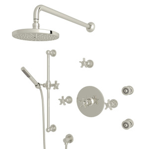 San Giovanni Thermostatic Shower Package - Polished Nickel with Five Spoke Cross Handle | Model Number: SGKIT27X-PN - Product Knockout