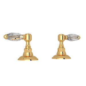 Set of Hot and Cold 3/4 Inch Sidevalves - Italian Brass with Crystal Metal Lever Handle | Model Number: A7422LCIB - Product Knockout