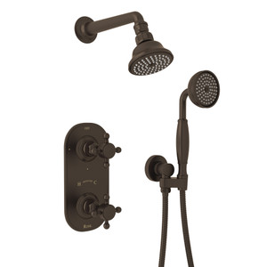 Thermostatic Shower Package - Tuscan Brass with Cross Handle | Model Number: AKIT55EXM-TCB - Product Knockout