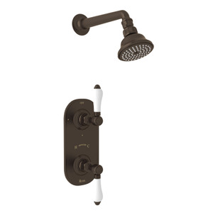 Thermostatic Shower Package - Tuscan Brass with White Porcelain Lever Handle | Model Number: AKIT51ELP-TCB - Product Knockout