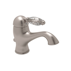 Viaggio Single Hole Single Lever Bathroom Faucet - Satin Nickel with Crystal Metal Lever Handle | Model Number: A3402LCSTN-2 - Product Knockout