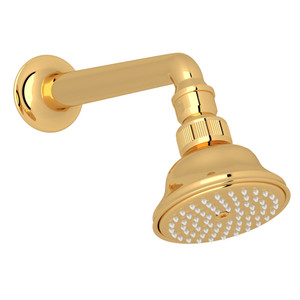 3 1/16 Inch Perletto Anti-Calcium Showerhead with 7 1/8 Inch Shower Arm - Unlacquered Brass | Model Number: C5504EULB - Product Knockout