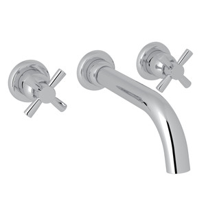 Holborn Wall Mount 3-Hole Tubular Spout Tub Set - Polished Chrome with Cross Handle | Model Number: U.3332X-APC/TO - Product Knockout