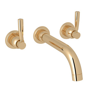 Holborn Wall Mount 3-Hole Tubular Spout Tub Set - English Gold with Metal Lever Handle | Model Number: U.3331LS-EG/TO - Product Knockout