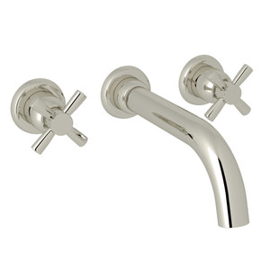 Holborn Wall Mount 3-Hole Tubular Spout Tub Set - Polished Nickel with Cross Handle | Model Number: U.3332X-PN/TO - Product Knockout